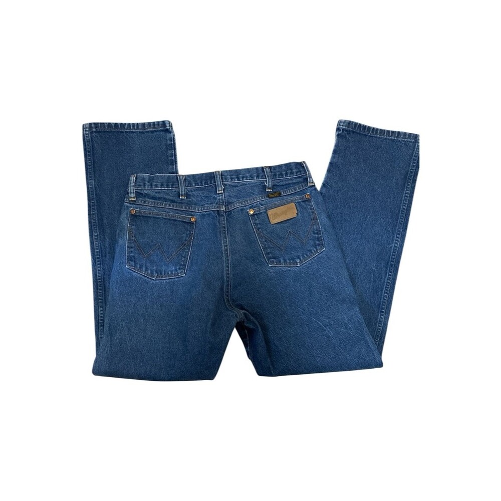Vintage Wrangler Denim Jeans Men Western Pocket Patch Cowboy Original 34X32